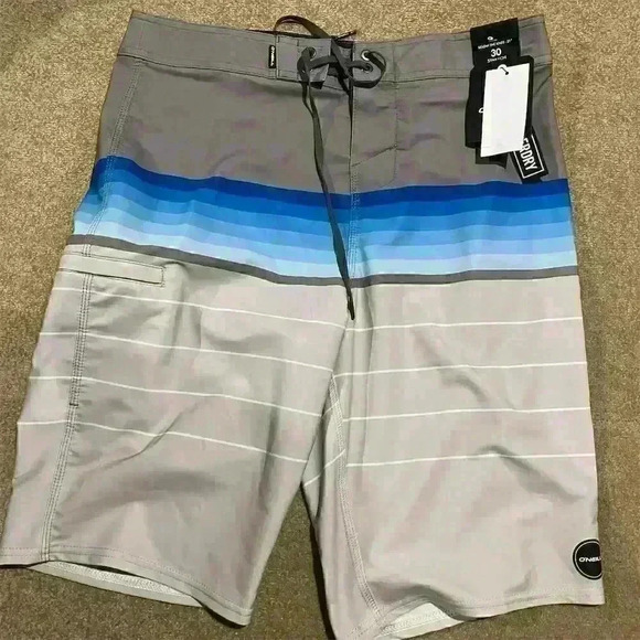 O'Neill Other - O'Neill Hyperfreak Heist Board Shorts Men's Size 30 Gray Striped Beach Surf